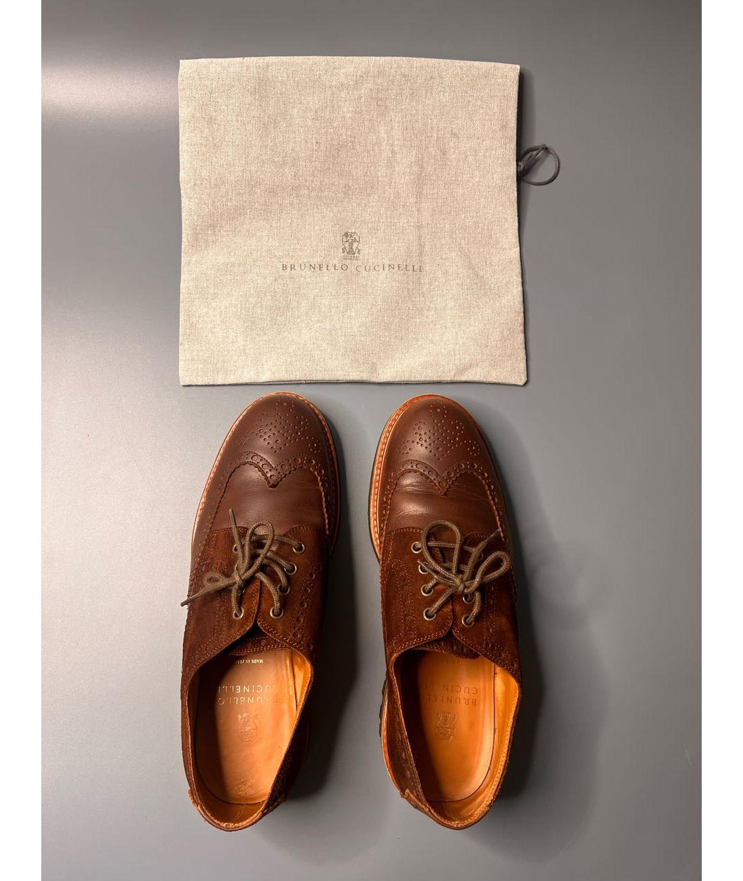 BRUNELLO CUCINELLI Коричневые кожаные туфли, фото 3