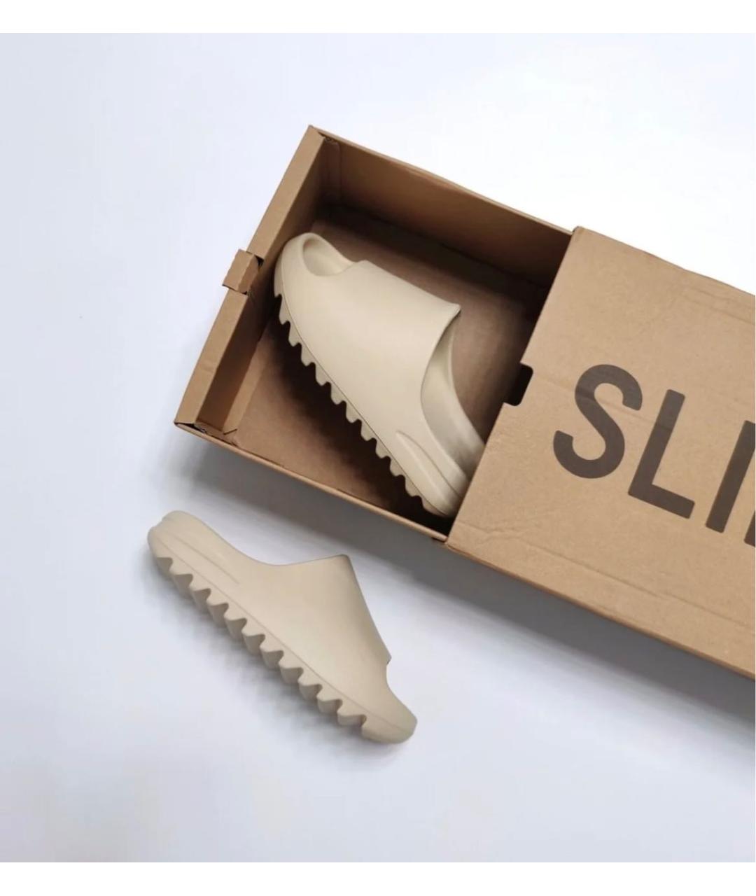 ADIDAS YEEZY Бежевые резиновые шлепанцы, фото 2