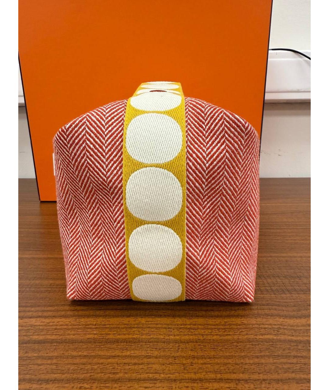 HERMES Коралловая тканевая косметичка, фото 4