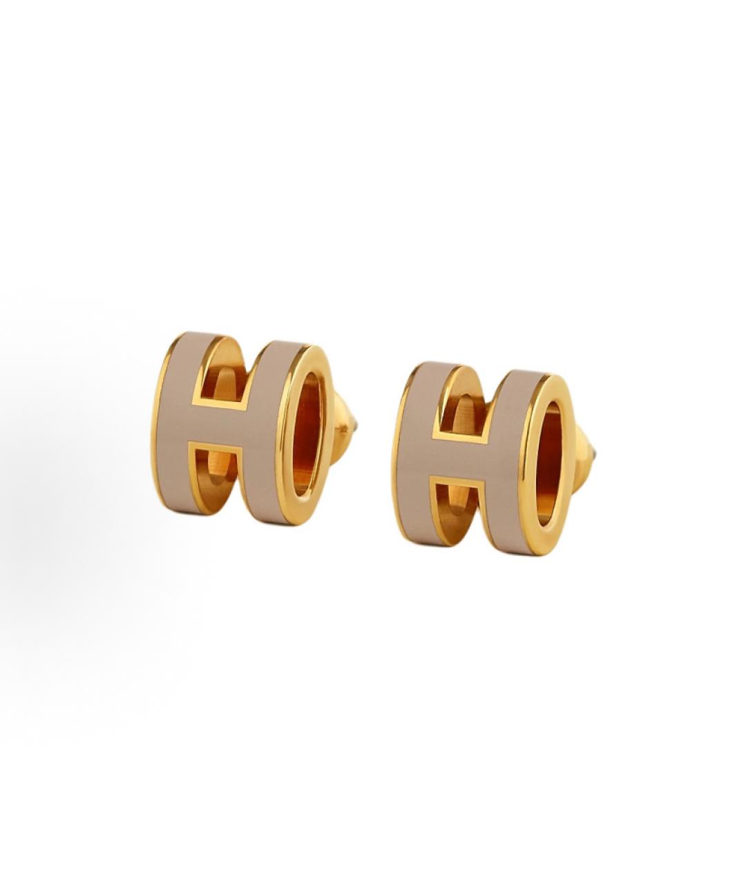 HERMES Серые металлические серьги, фото 1