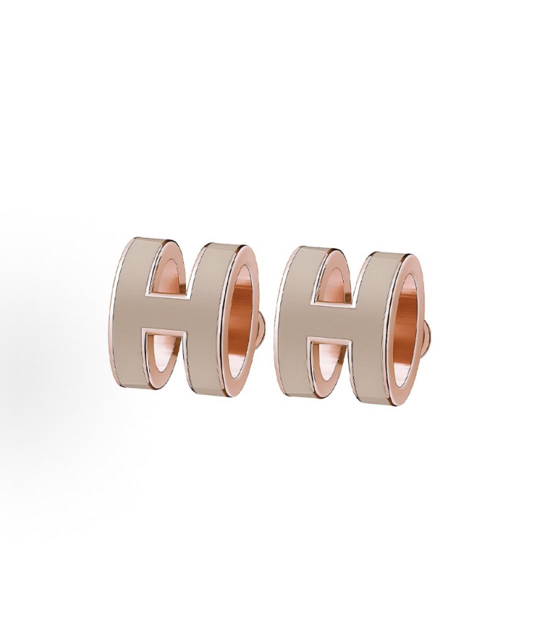 HERMES Серые металлические серьги, фото 1