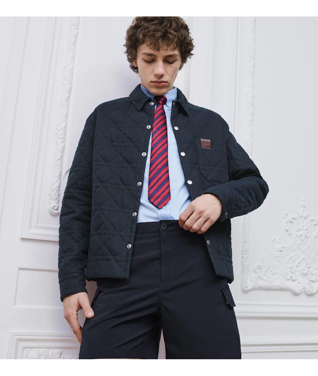 CHRISTIAN DIOR Темно-синяя хлопковая куртка, фото 2