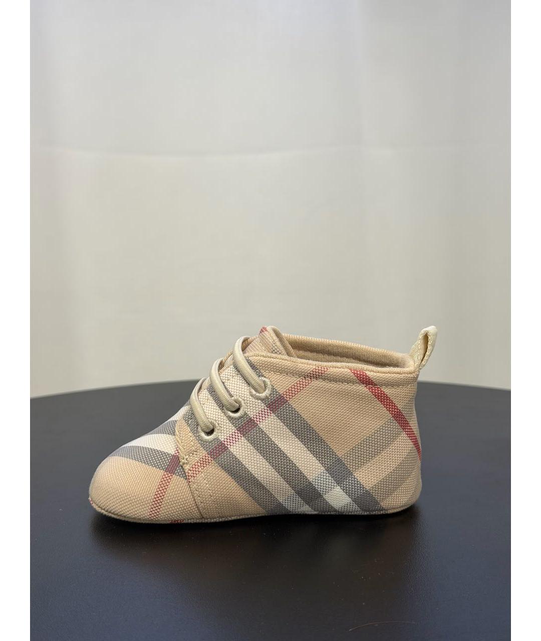 BURBERRY Бежевые текстильные пинетки, фото 4