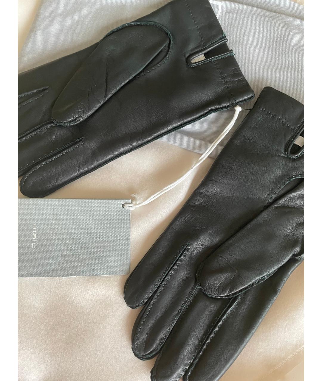 MALO Черные кожаные перчатки, фото 2
