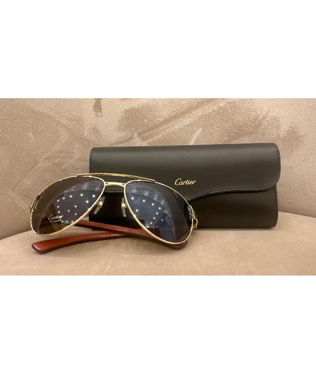 CARTIER Коричневые металлические солнцезащитные очки, фото 5