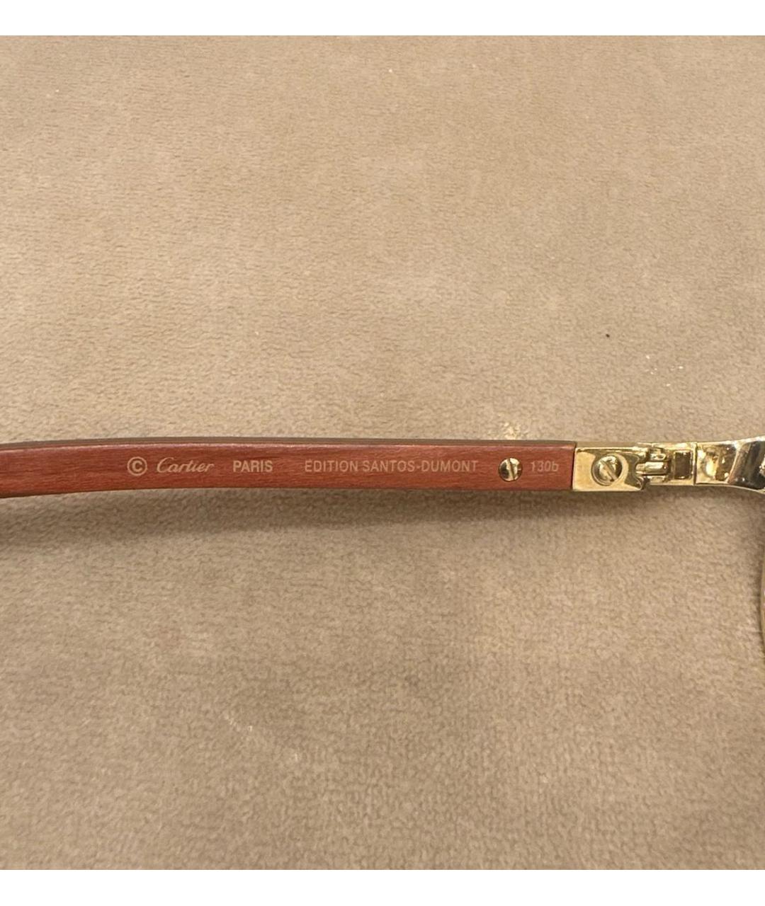 CARTIER Коричневые металлические солнцезащитные очки, фото 4