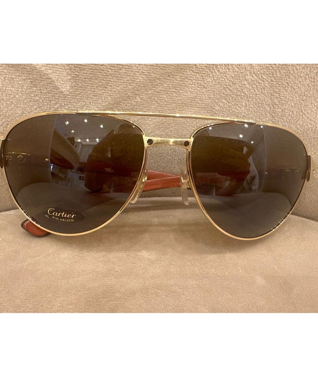 CARTIER Коричневые металлические солнцезащитные очки, фото 6