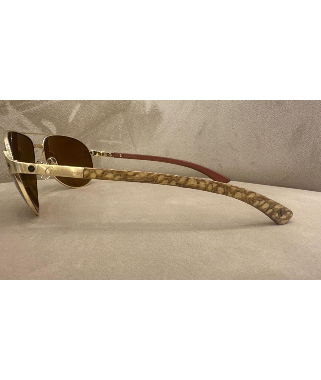 CARTIER Коричневые металлические солнцезащитные очки, фото 3