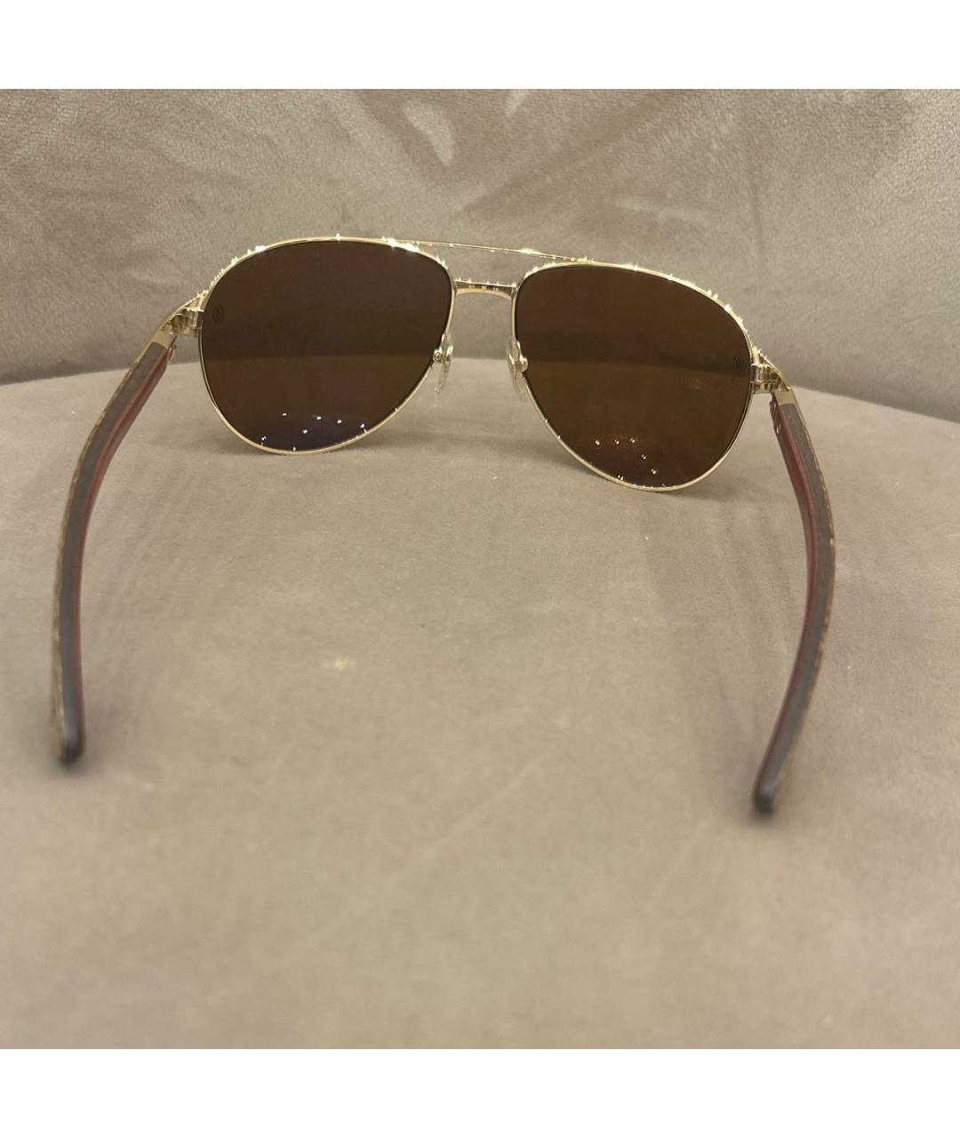 CARTIER Коричневые металлические солнцезащитные очки, фото 2