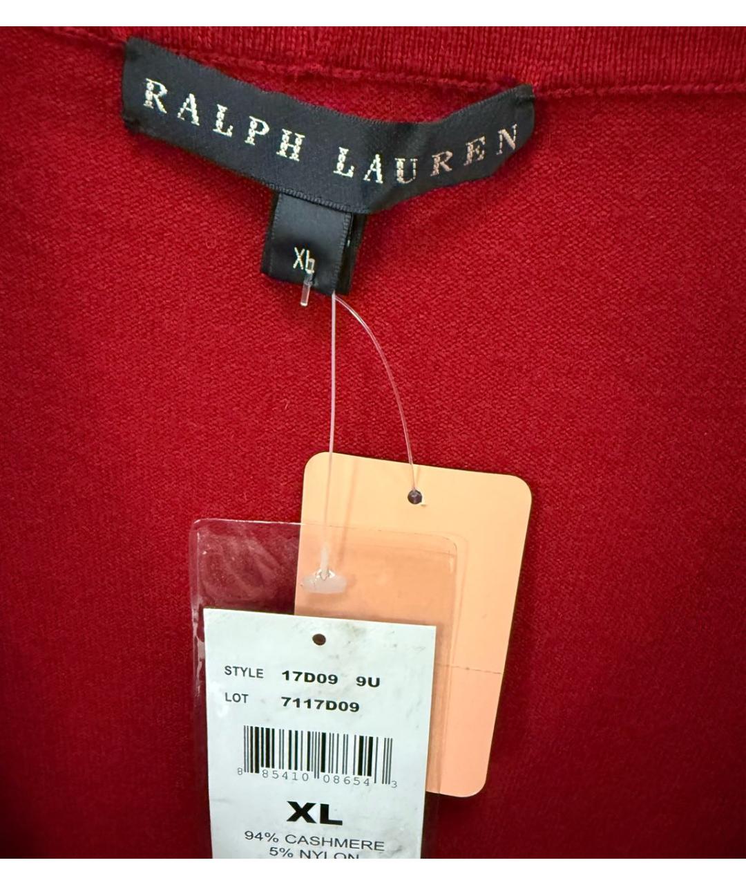 RALPH LAUREN Красный кашемировый джемпер / свитер, фото 2