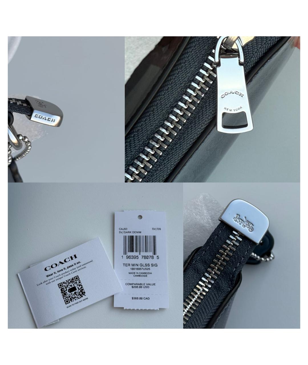 COACH Темно-синяя сумка с короткими ручками, фото 5