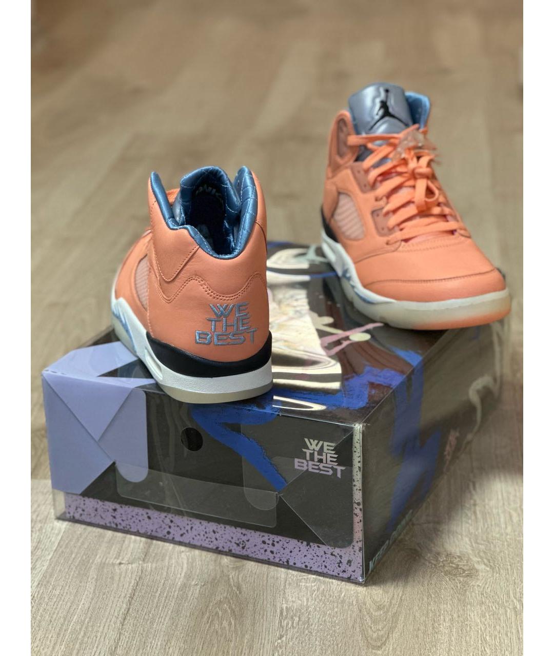 JORDAN Коралловые кожаные высокие кроссовки / кеды, фото 4