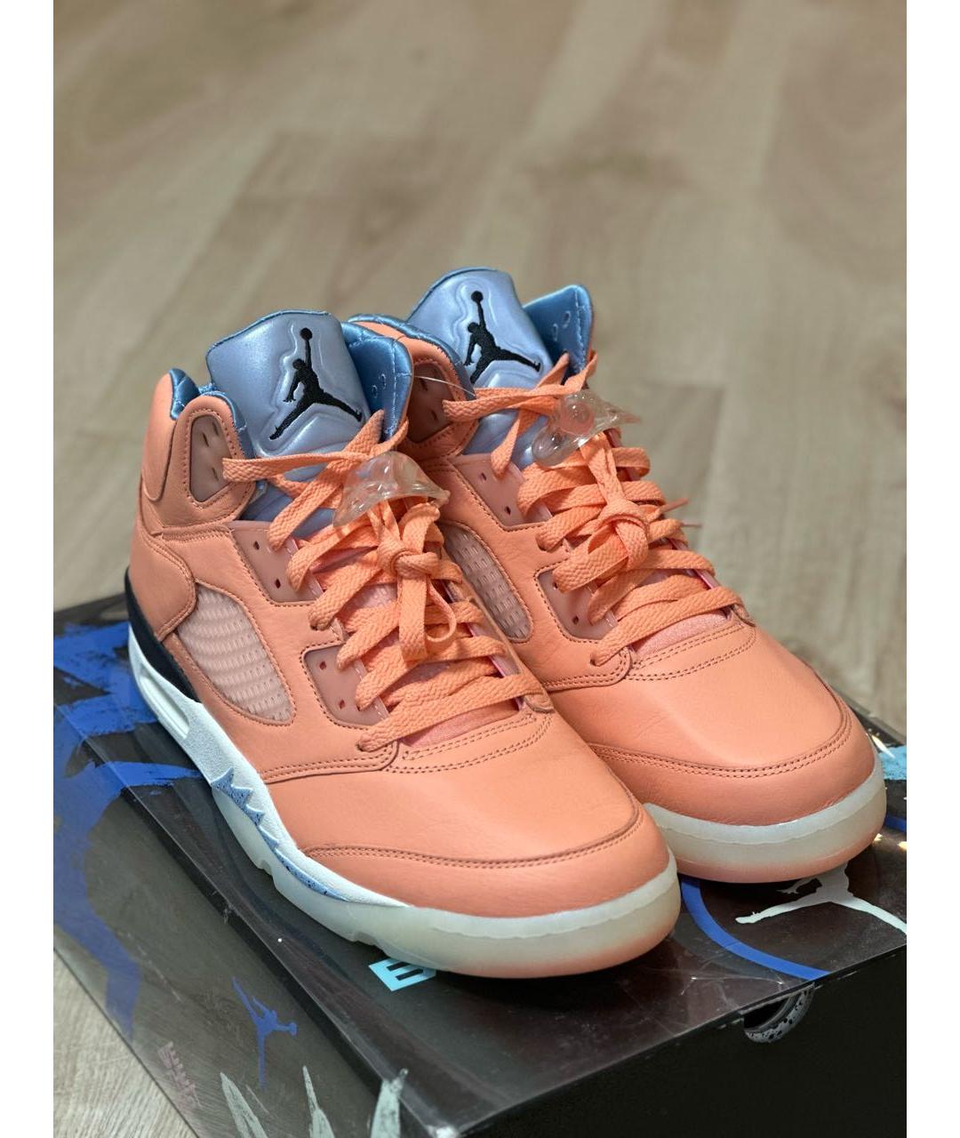 JORDAN Коралловые кожаные высокие кроссовки / кеды, фото 3