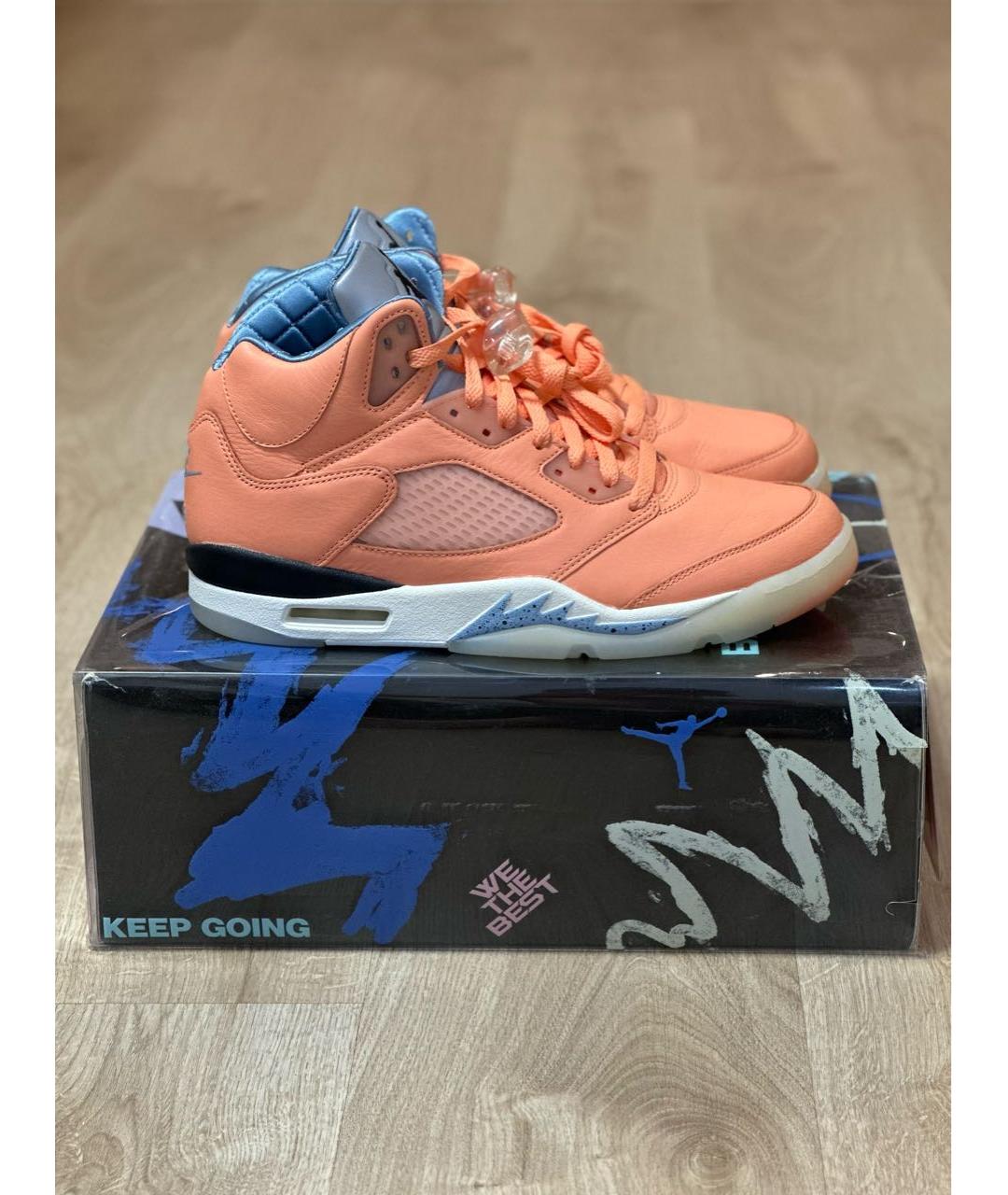 JORDAN Коралловые кожаные высокие кроссовки / кеды, фото 7