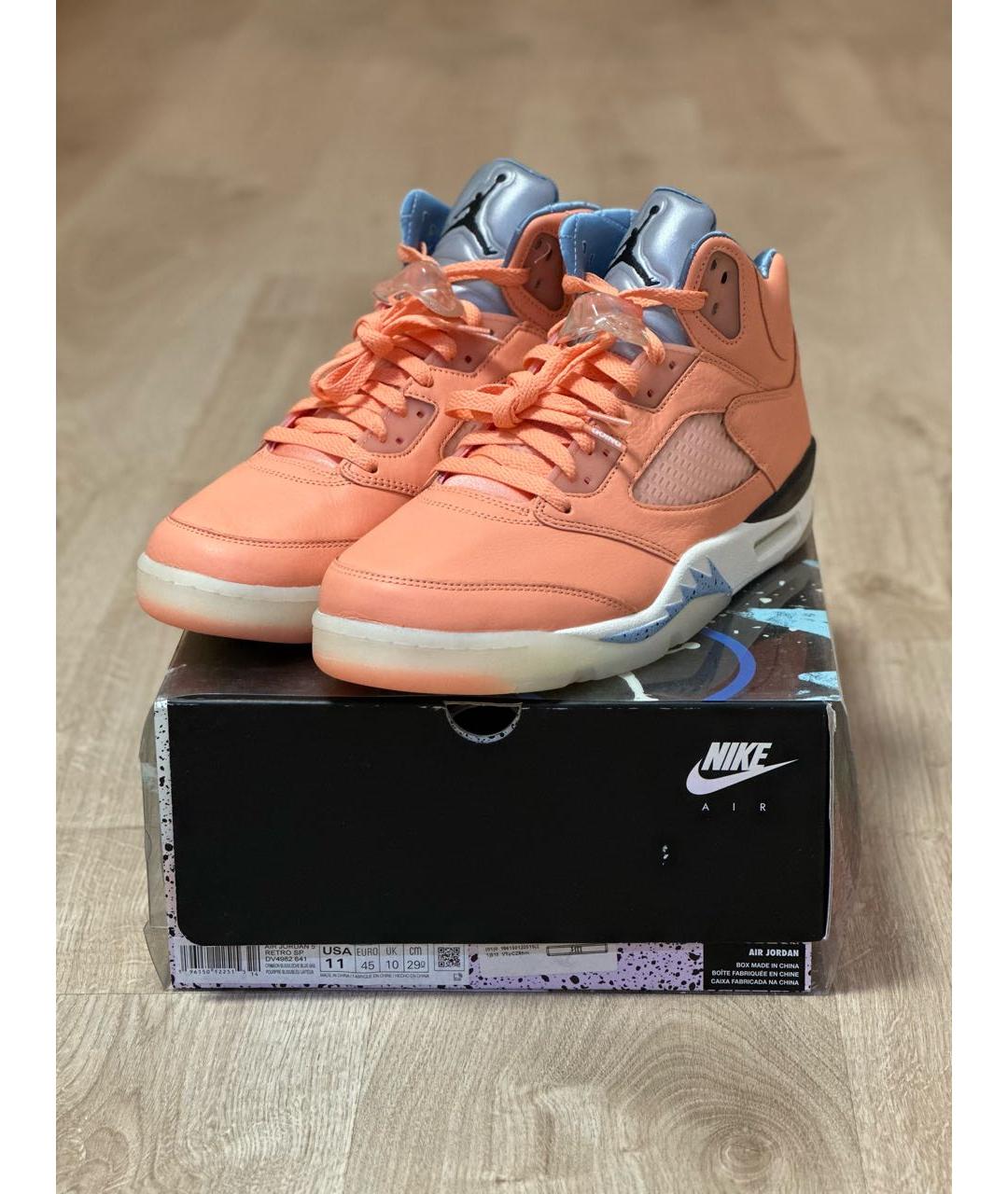 JORDAN Коралловые кожаные высокие кроссовки / кеды, фото 2