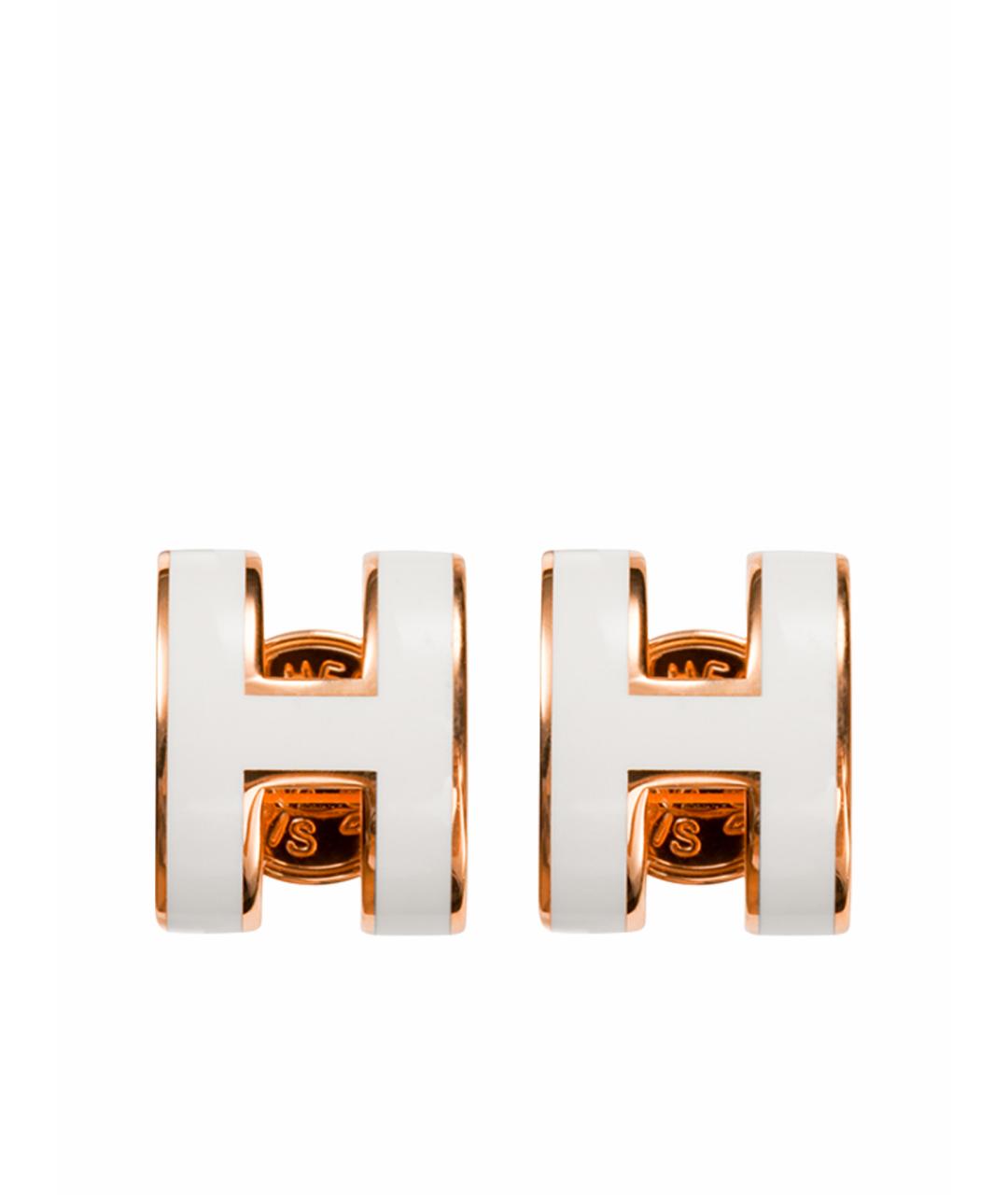 HERMES Белые металлические серьги, фото 1