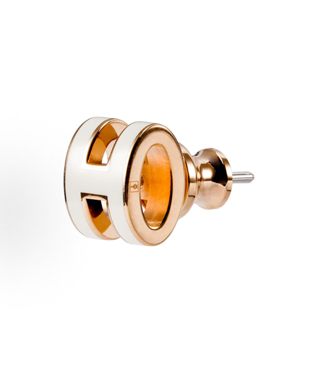 HERMES Белые металлические серьги, фото 2