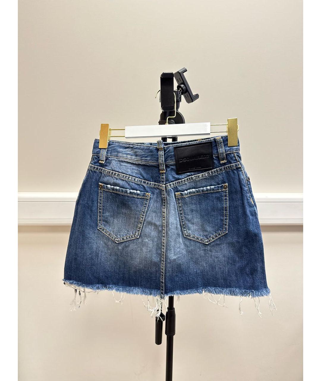 DSQUARED2 Синяя хлопковая юбка мини, фото 2