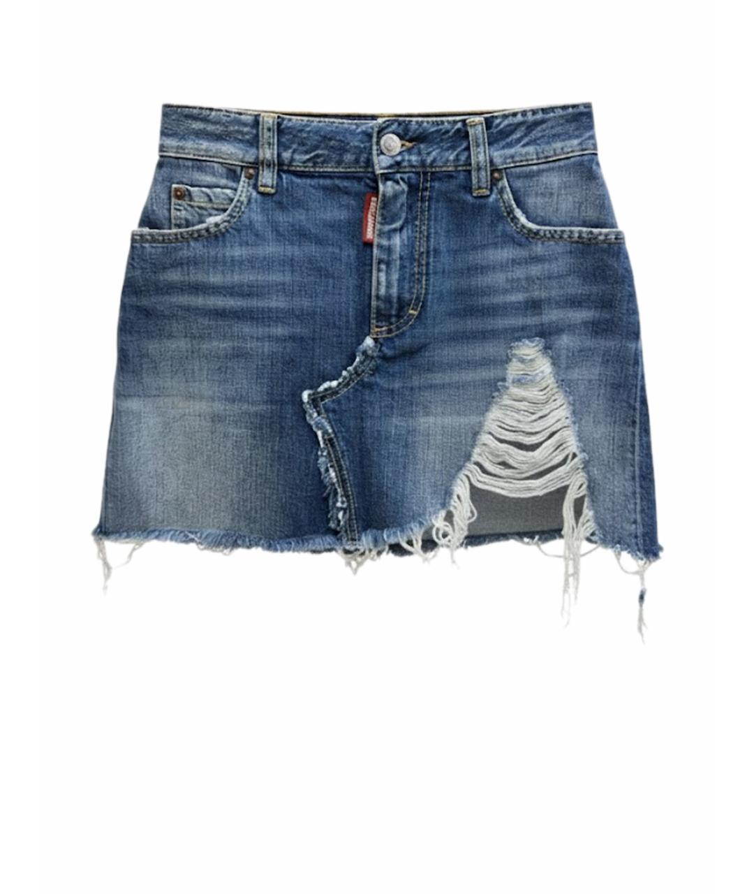 DSQUARED2 Синяя хлопковая юбка мини, фото 1