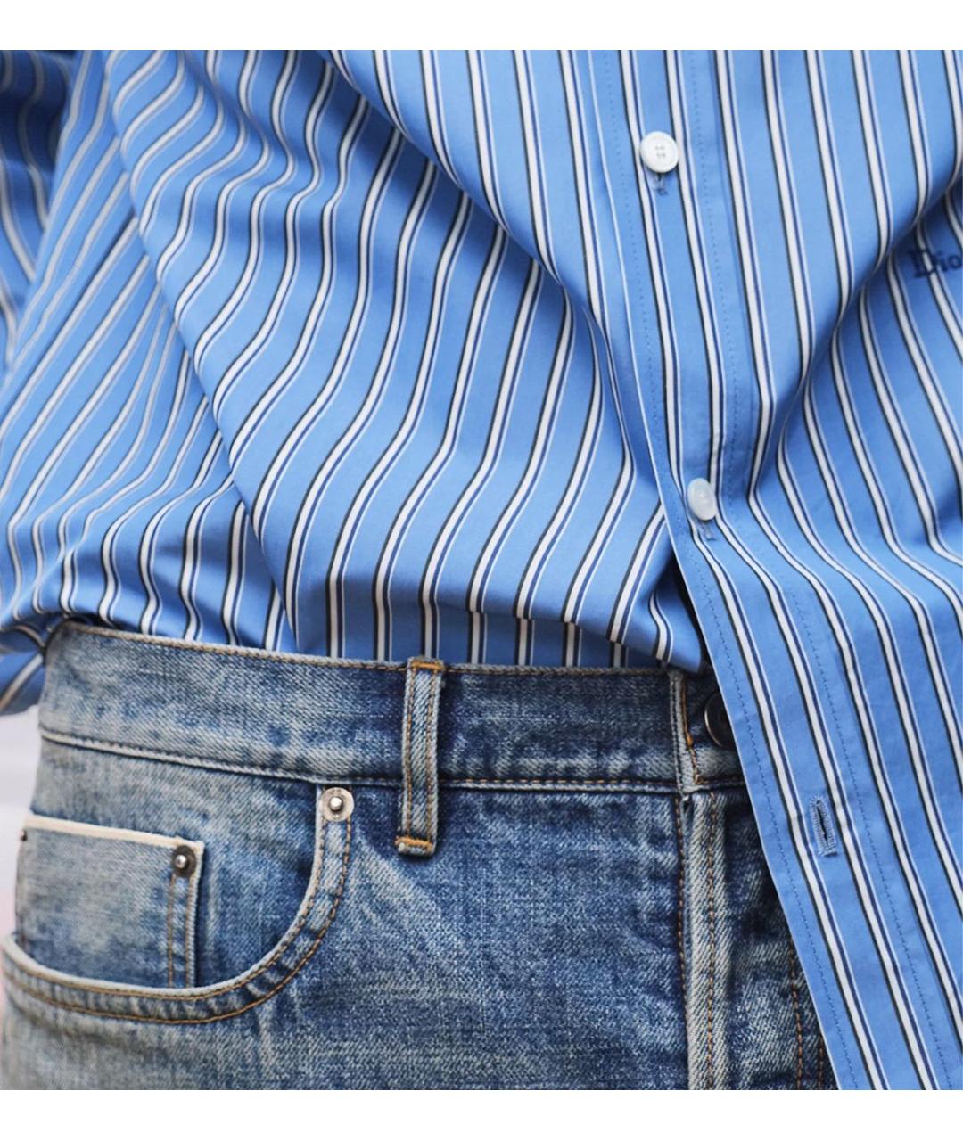 CHRISTIAN DIOR Голубая хлопковая классическая рубашка, фото 4