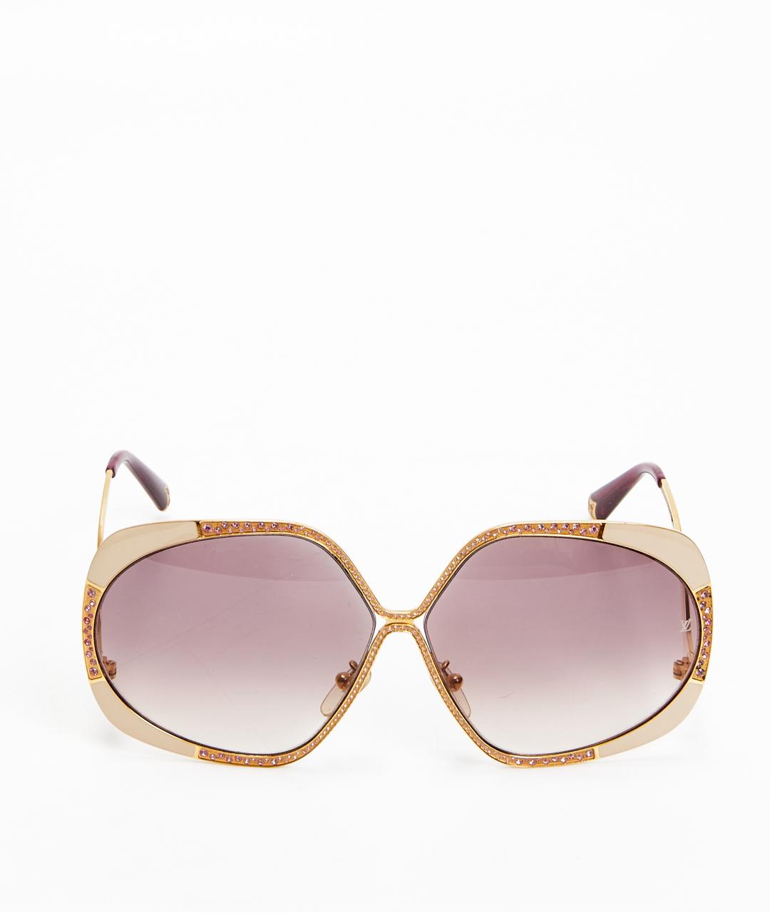 LOUIS VUITTON Золотые металлические солнцезащитные очки, фото 6