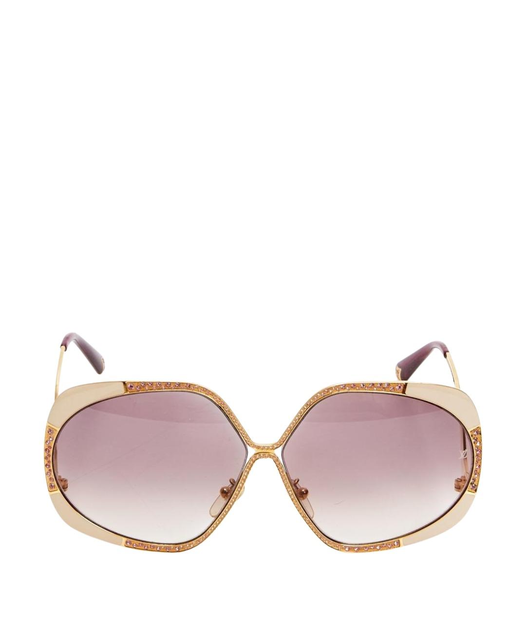 LOUIS VUITTON Золотые металлические солнцезащитные очки, фото 2