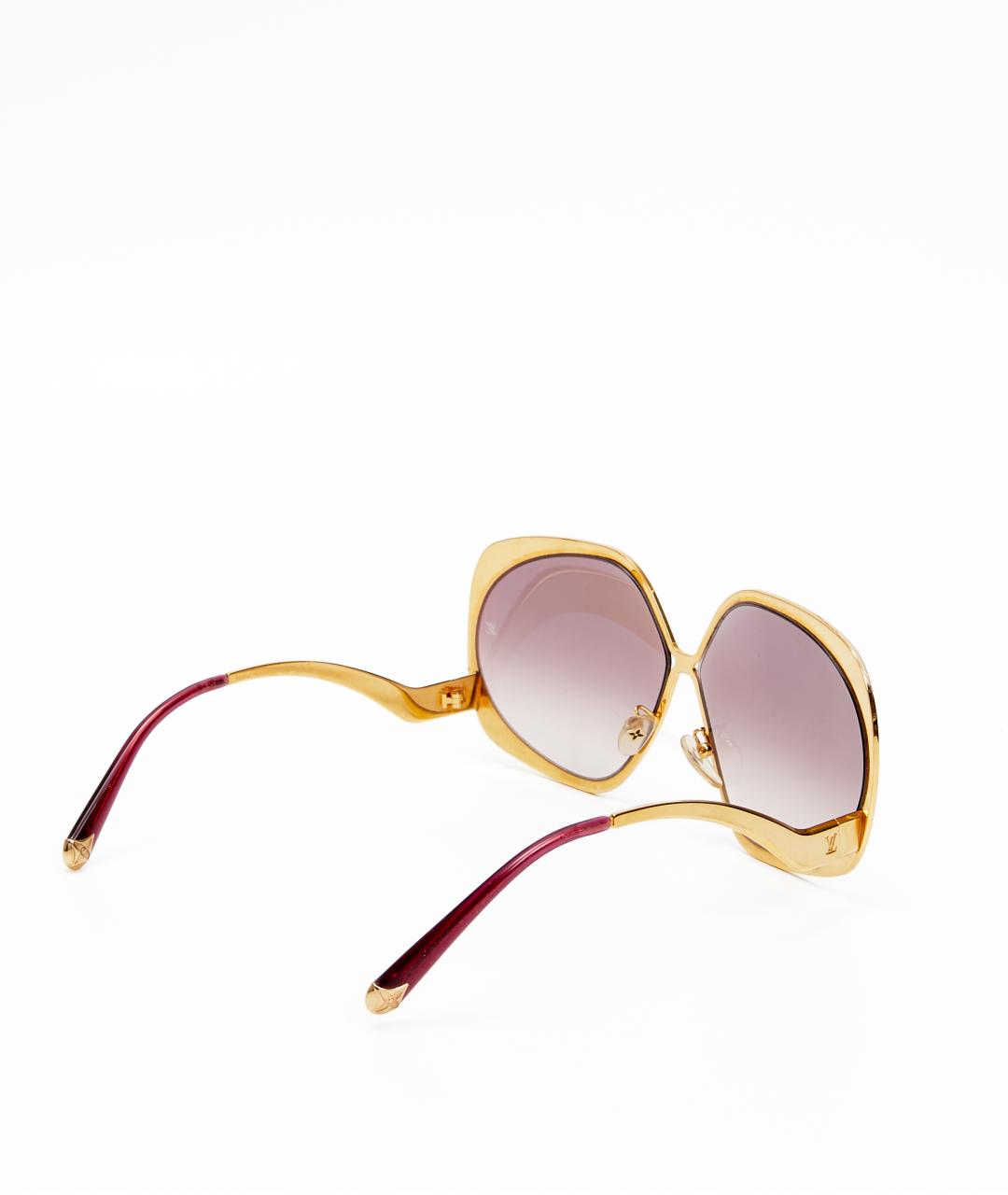 LOUIS VUITTON Золотые металлические солнцезащитные очки, фото 4