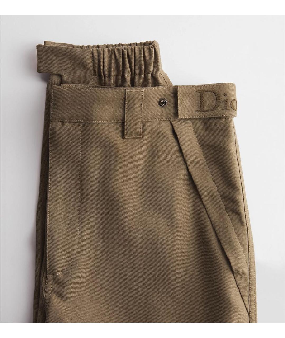 CHRISTIAN DIOR Хаки шерстяные повседневные брюки, фото 2