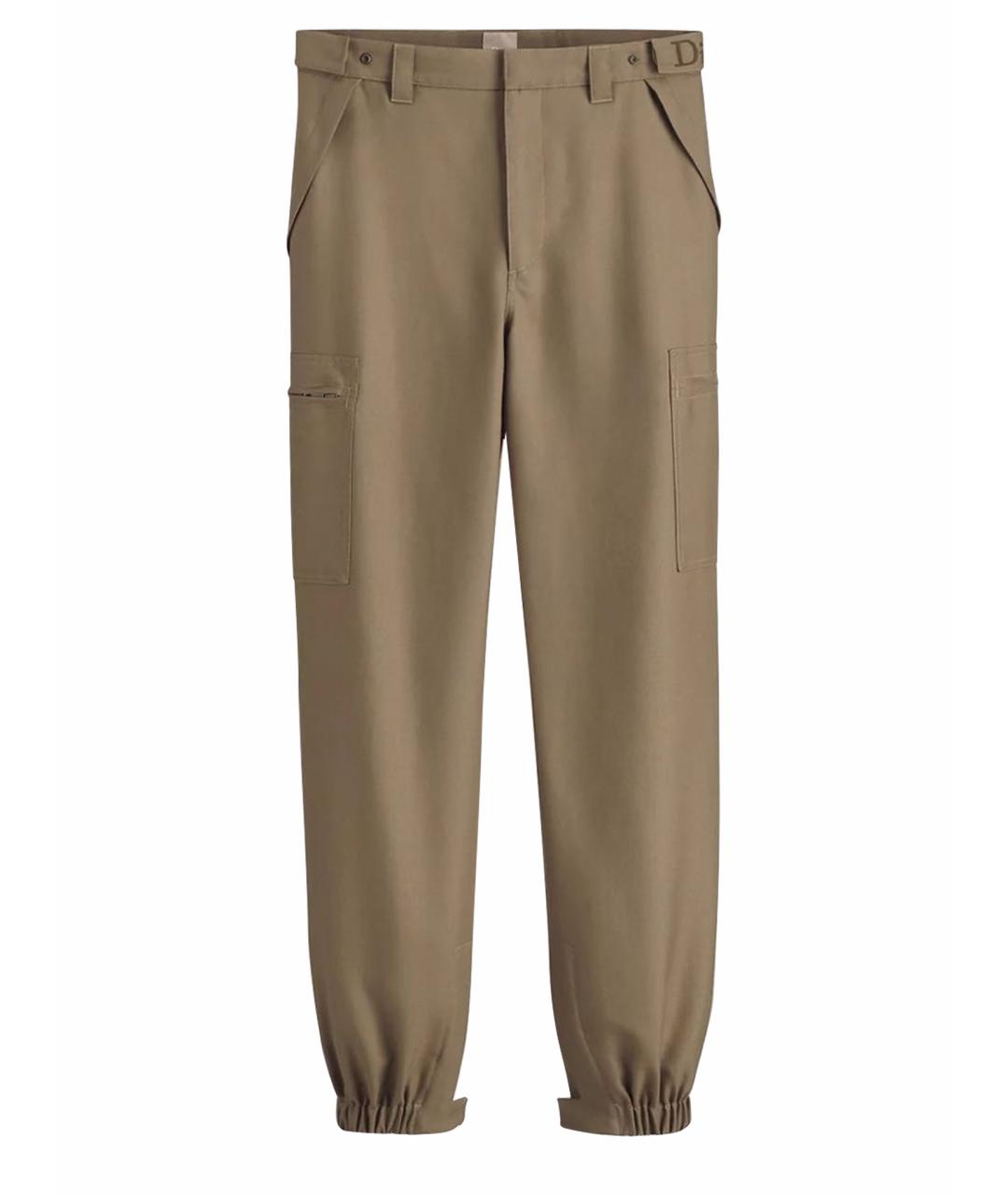 CHRISTIAN DIOR Хаки шерстяные повседневные брюки, фото 1