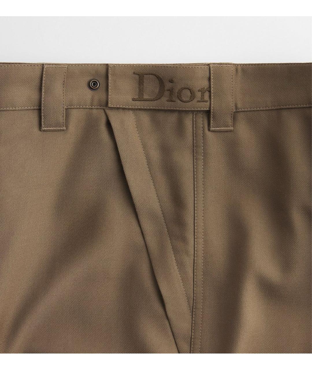 CHRISTIAN DIOR Хаки шерстяные повседневные брюки, фото 3