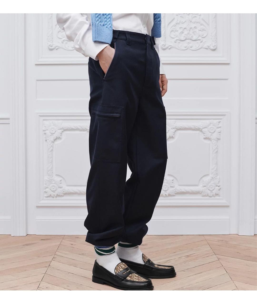 CHRISTIAN DIOR Темно-синие шерстяные повседневные брюки, фото 2