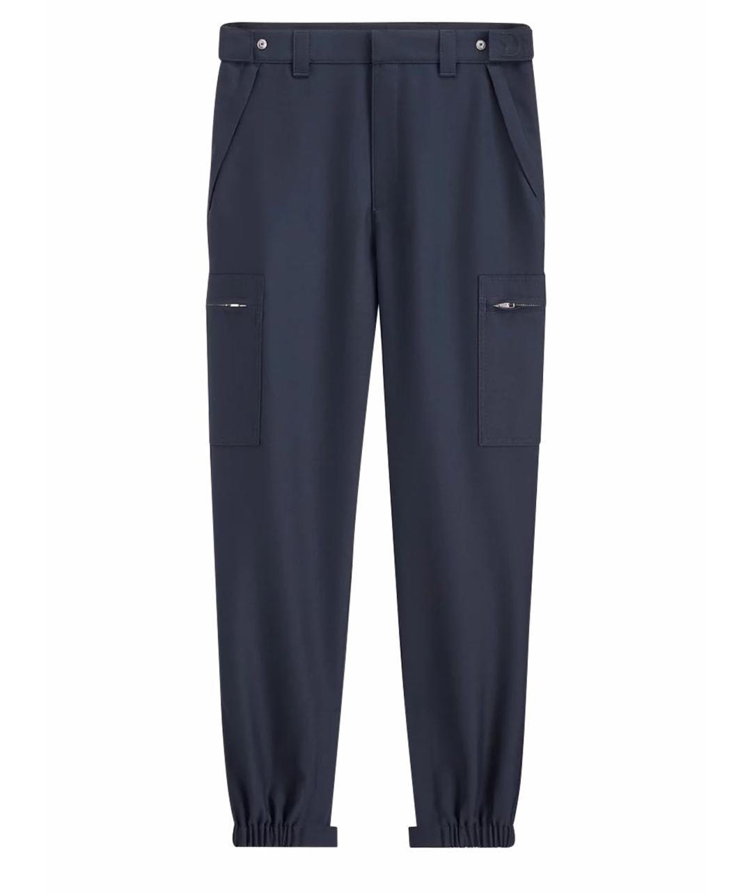 CHRISTIAN DIOR Темно-синие шерстяные повседневные брюки, фото 1