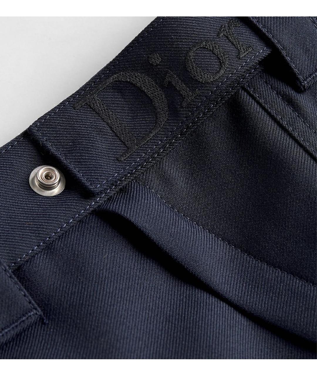 CHRISTIAN DIOR Темно-синие шерстяные повседневные брюки, фото 4