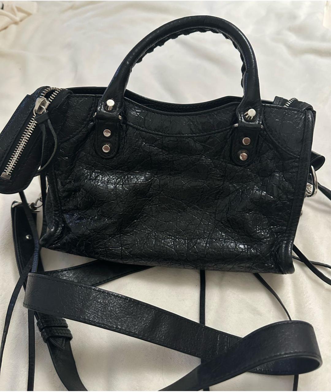 BALENCIAGA Черная кожаная сумка через плечо, фото 2