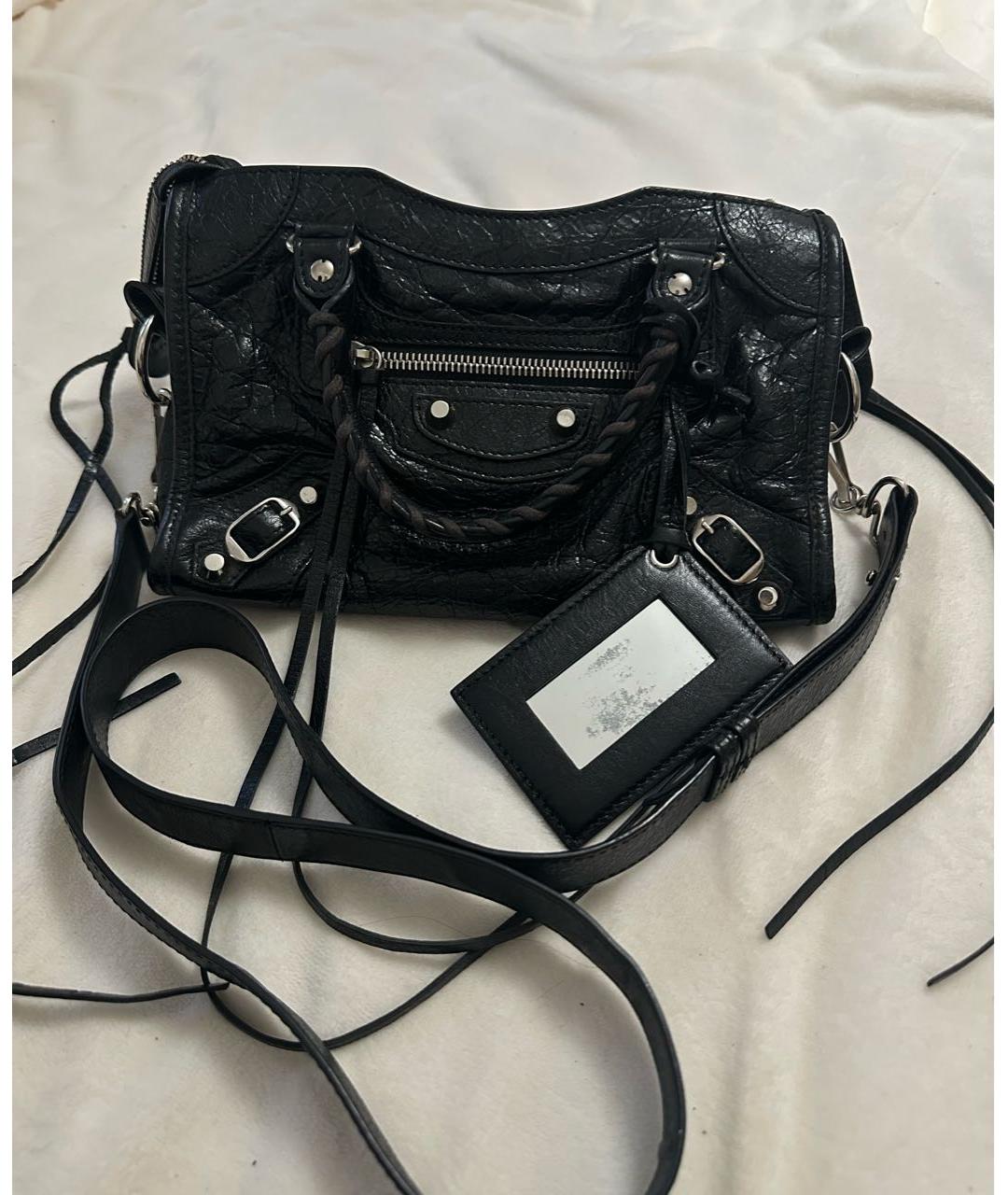 BALENCIAGA Черная кожаная сумка через плечо, фото 6