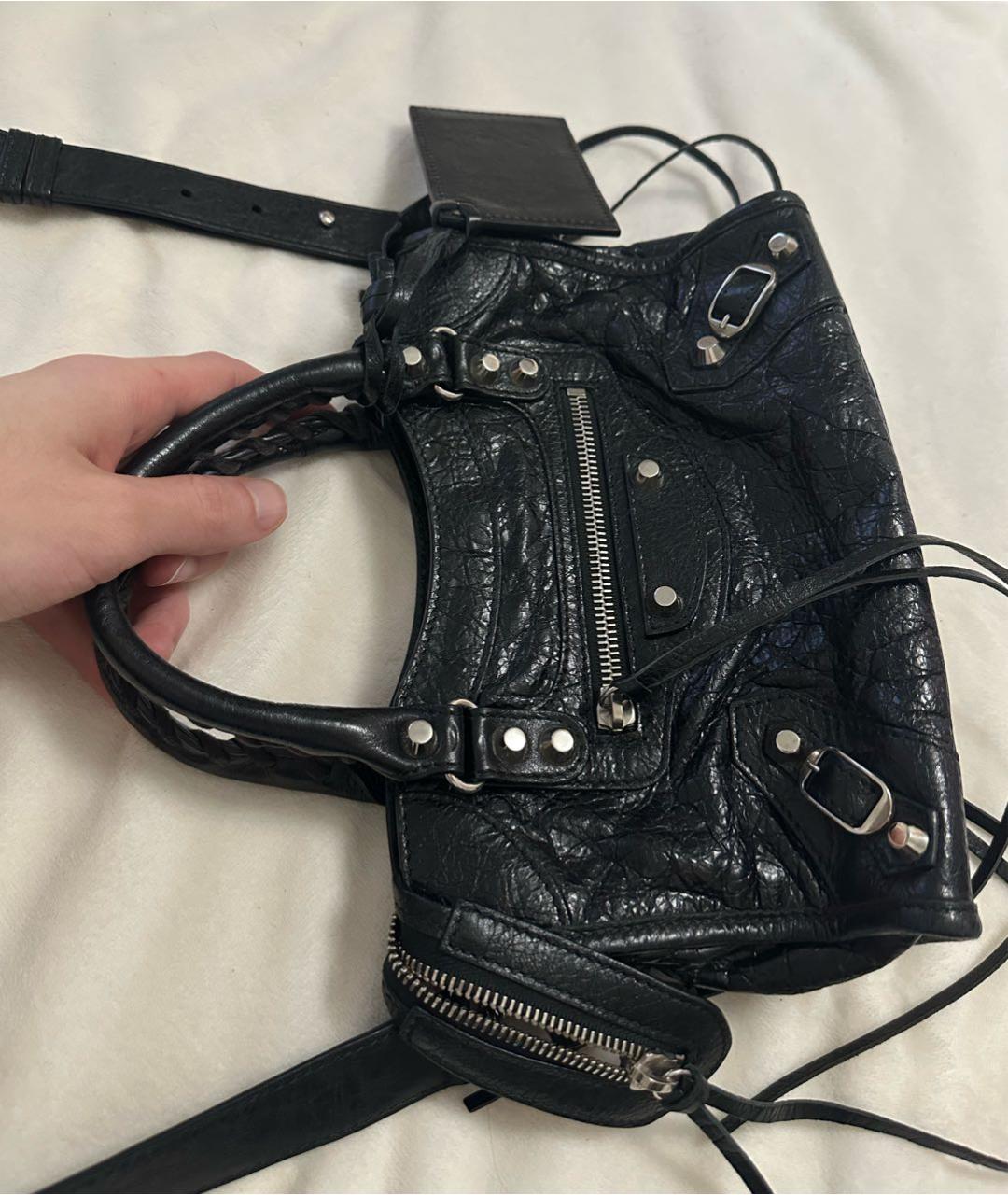 BALENCIAGA Черная кожаная сумка через плечо, фото 4