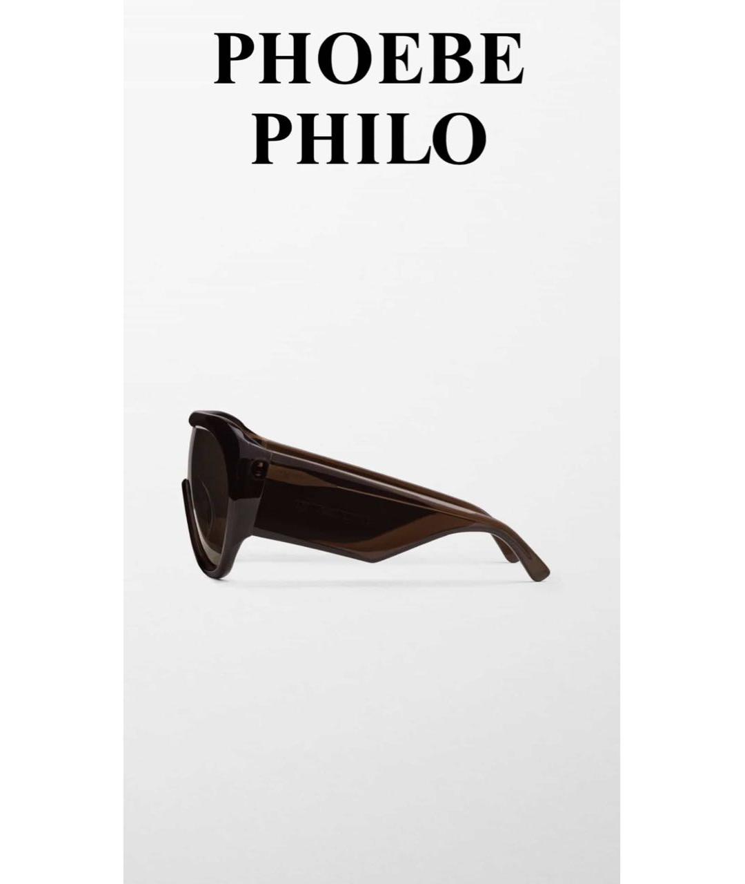 PHOEBE PHILO Коричневые пластиковые солнцезащитные очки, фото 2