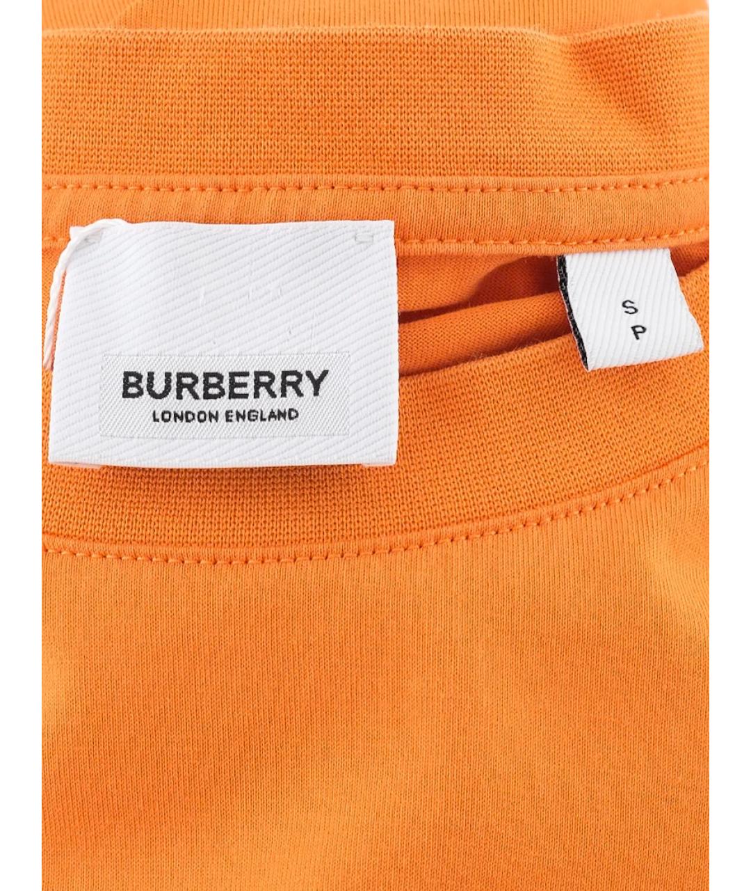 BURBERRY Оранжевая хлопковая футболка, фото 4