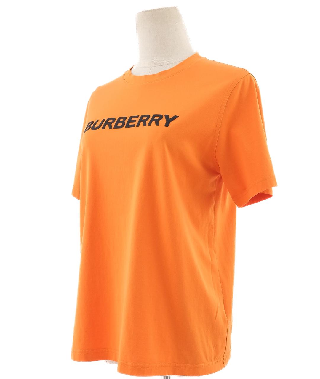 BURBERRY Оранжевая хлопковая футболка, фото 3