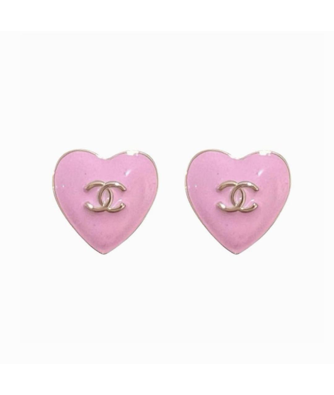 CHANEL Розовые металлические серьги, фото 2