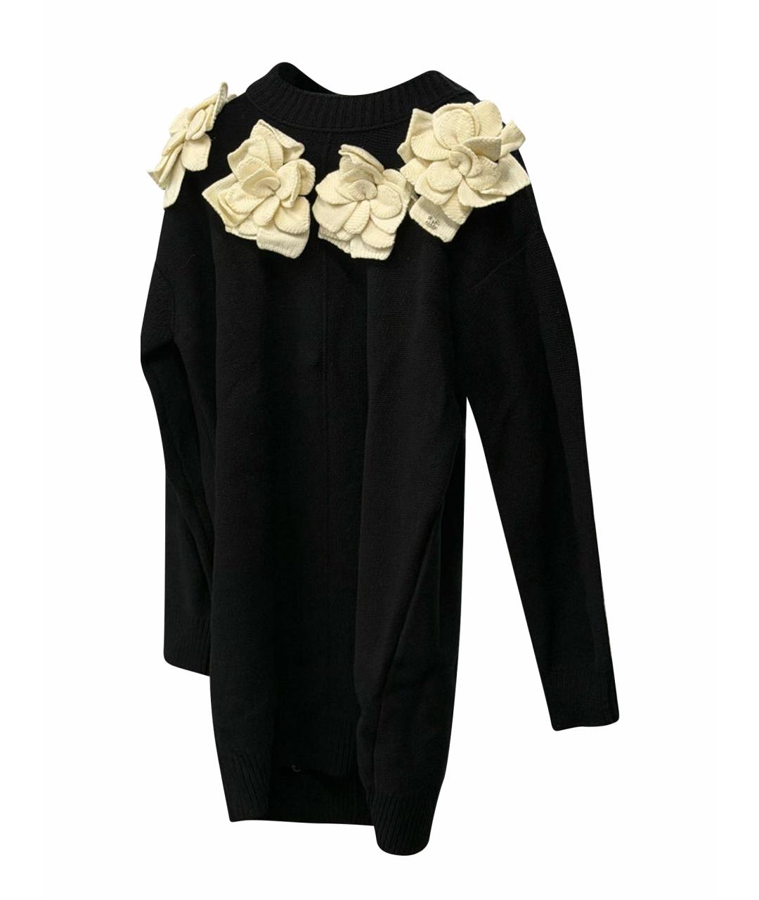 CHANEL Черное шерстяное повседневное платье, фото 1