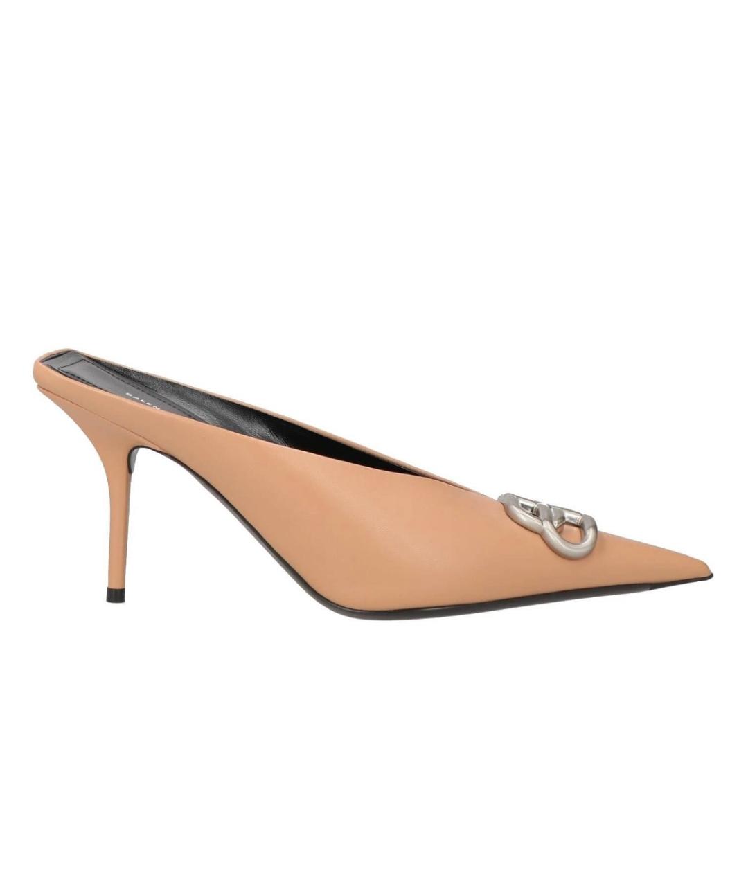 BALENCIAGA Бежевые кожаные мюли, фото 7