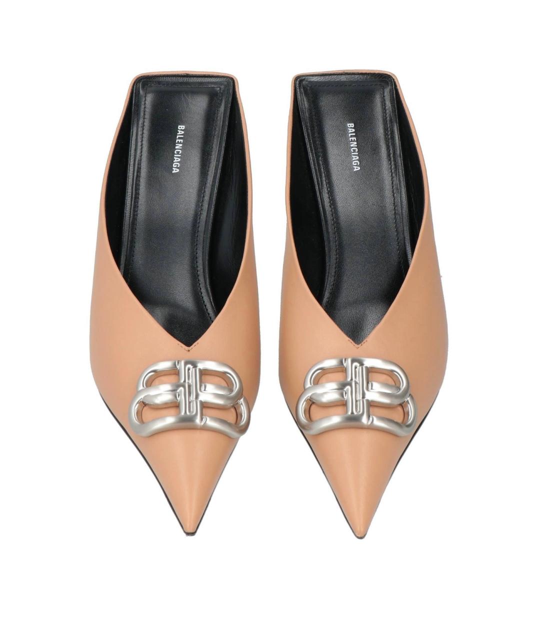 BALENCIAGA Бежевые кожаные мюли, фото 5