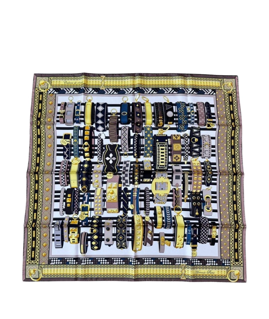 HERMES Бежевый шелковый платок, фото 1