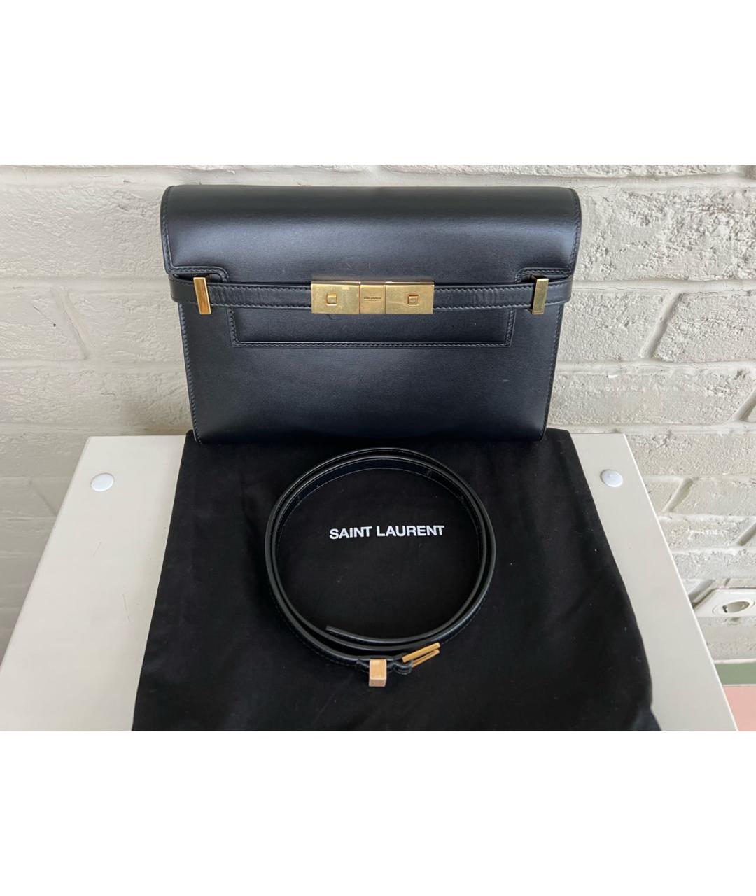 SAINT LAURENT Черная кожаная сумка через плечо, фото 9