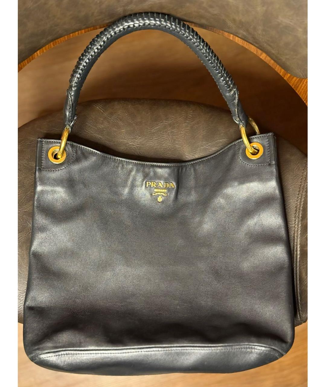 PRADA Черная кожаная сумка через плечо, фото 9