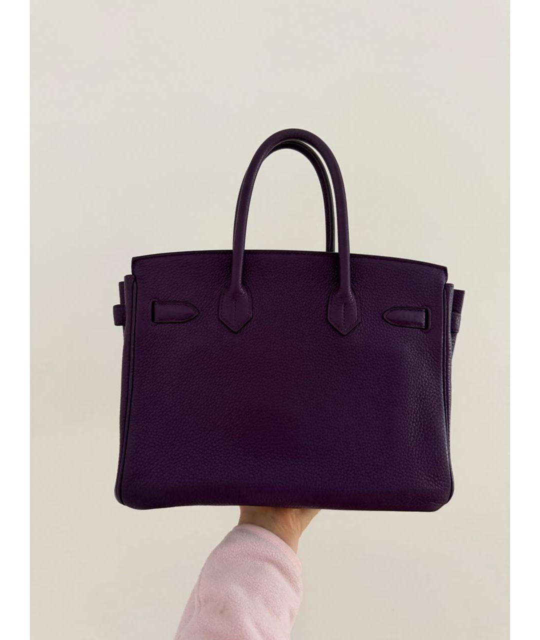 HERMES Фиолетовая кожаная сумка с короткими ручками, фото 3