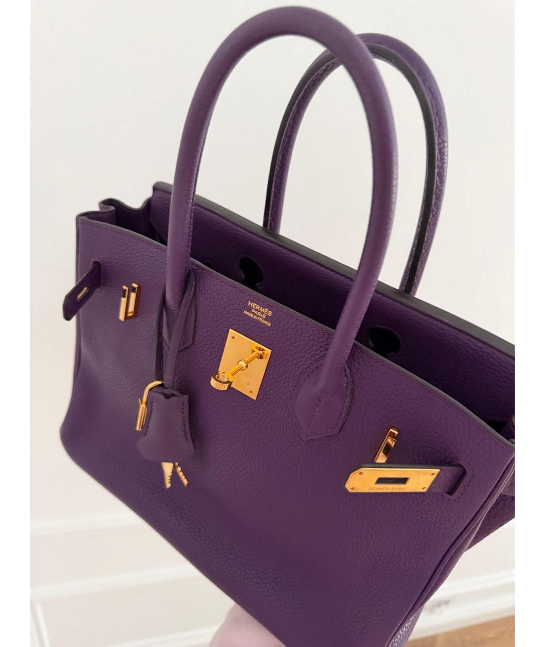 HERMES Фиолетовая кожаная сумка с короткими ручками, фото 5