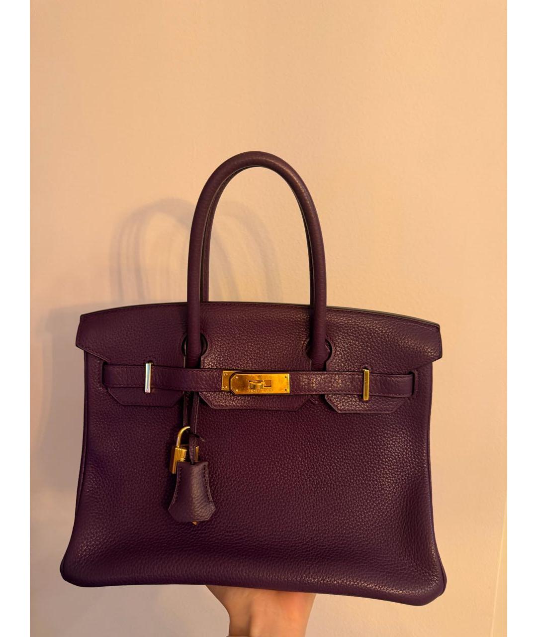 HERMES Фиолетовая кожаная сумка с короткими ручками, фото 9