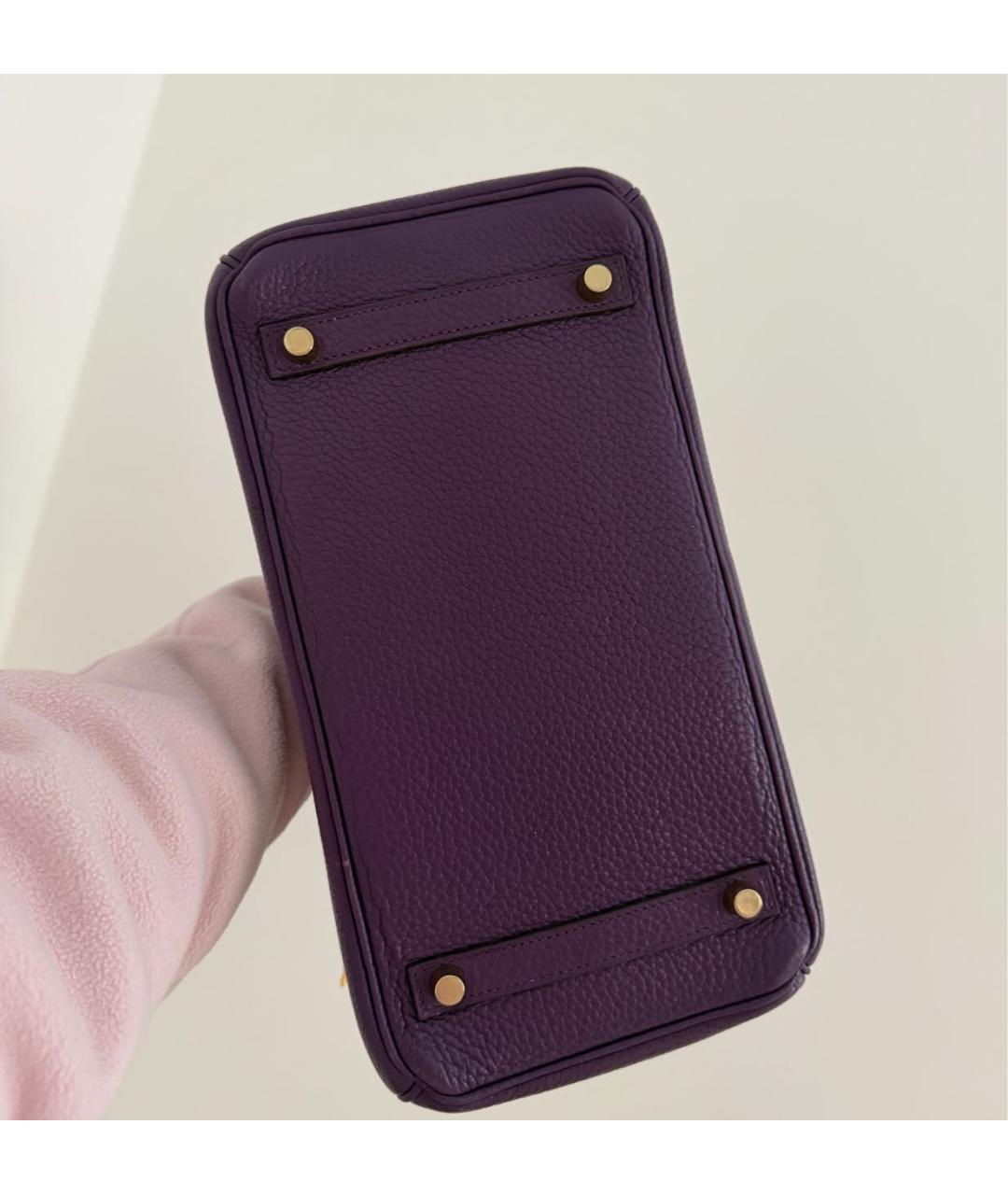 HERMES Фиолетовая кожаная сумка с короткими ручками, фото 6